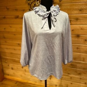 Beautiful vintage 1970s ruffle collar polyester blouse